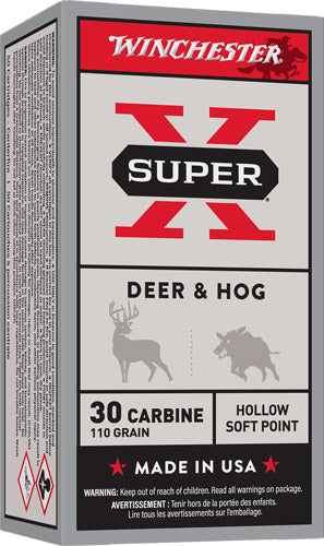 Winchester .30 Carbine Super X 110 grain Hollow Soft Point ammunition