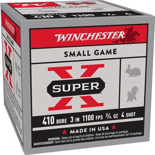 Winchester .410 Bore Shotgun Ammo Super X HIGH BRASS Heavy Game Load 3 in 3/4 oz #4
