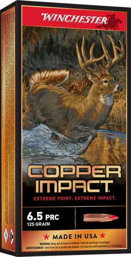 Winchester 6.5 PRC Copper Impact 125 grain Copper Extreme Point Lead-Free ammunition