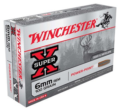 Winchester 6mm Remington Super-X 100 grain Power-Point ammunition