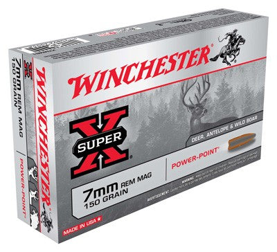 Winchester Super-X Power-Point 150 Grain 7mm Remington Mag 3090 fps 020892200326