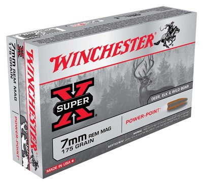 Winchester 7mm Remington Mag Super X 175 grain Power-Point ammunition