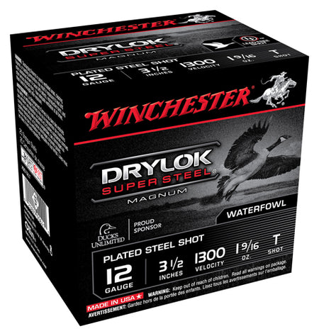 Winchester 12 Gauge Shotgun Ammo Drylok Super Steel Magnum 3.5 in 1-9/16 oz T
