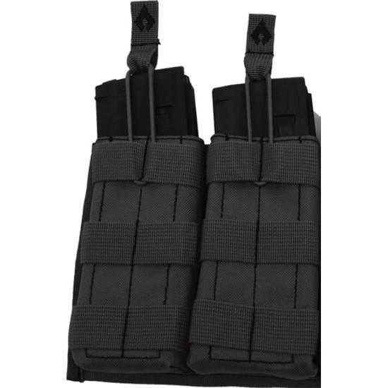 Advance Warrior Solutions Double Magazine Pouch Open Top MOLLE Compatible Black