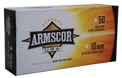 Armscor 10mm Auto Competition 180 grain Full Metal Jacket ammunition