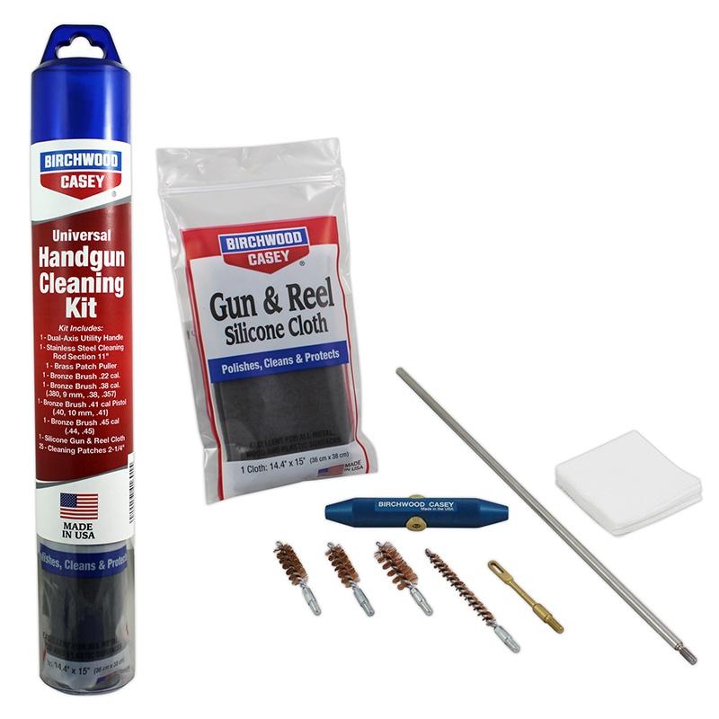 Birchwood Casey Handgun Universal Cleaning Kit Stainless Steel with Patches and Brushes