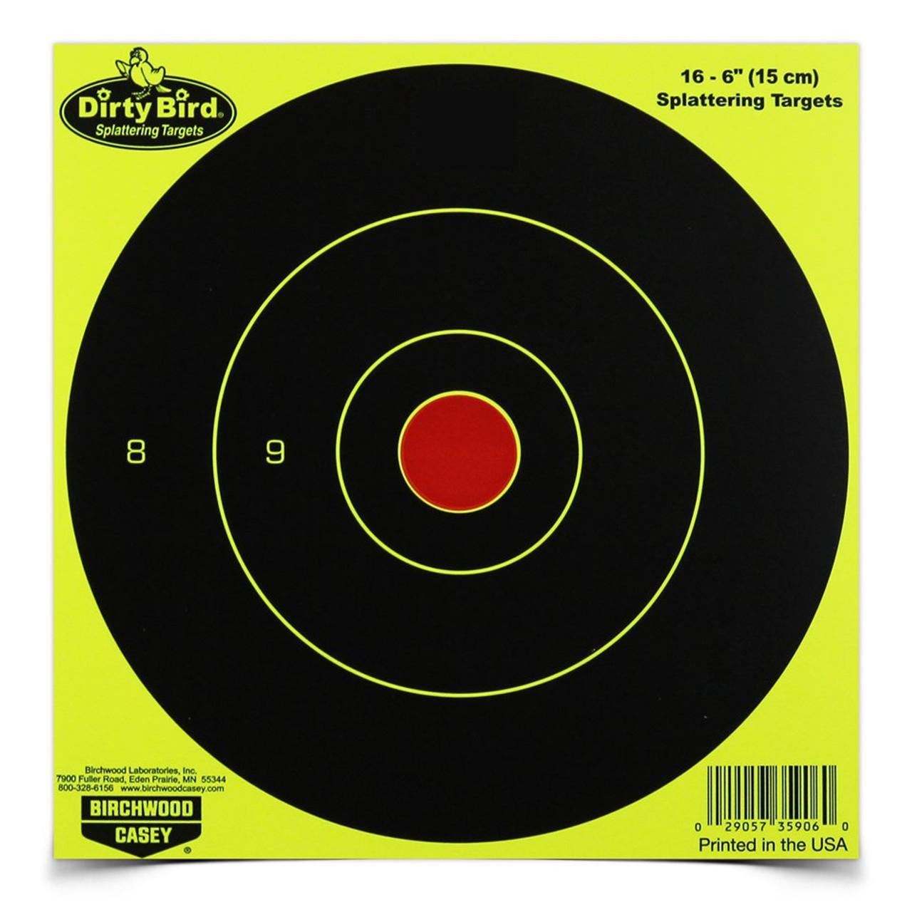 Birchwood Casey Dirty Bird 6 Inch Yellow Bull's Eye Target 100/ct