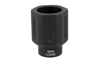 Battle Arms Development 9MM Hex Flash Can Muzzle Device, 1/2x36 Threaded, Black Anodized Aluminum