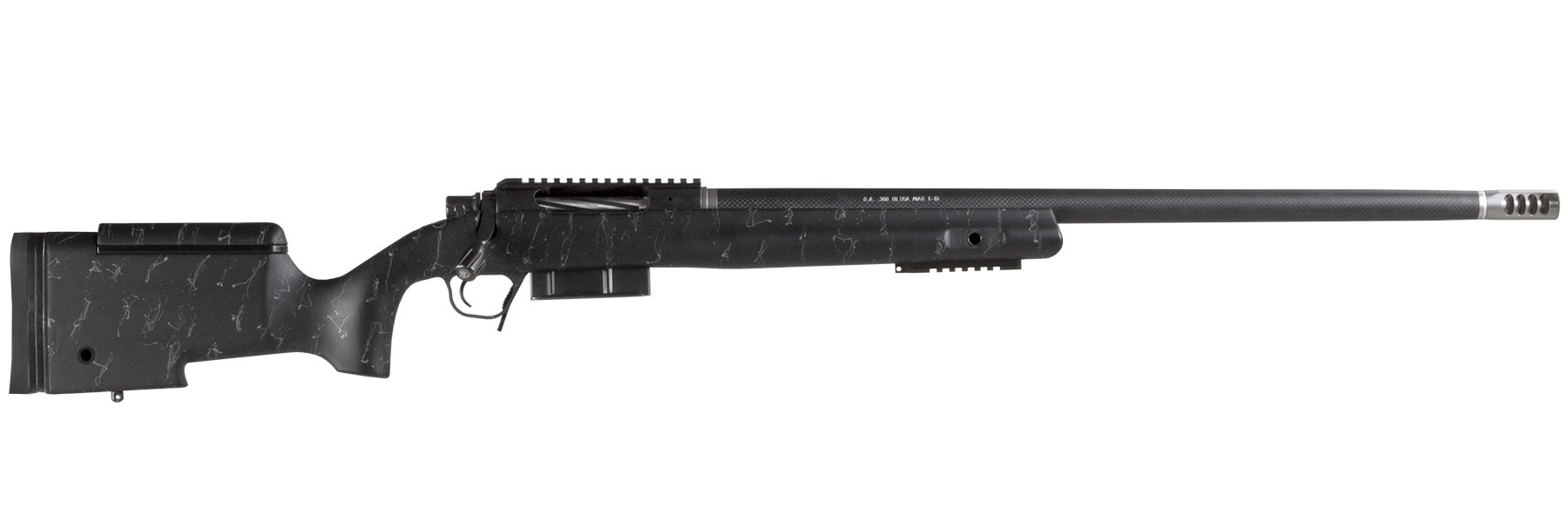 Christensen Arms 8010400500 BA Tactical Long Range 6mm Creedmoor 4+1 24" Carbon Fiber Barrel, Black Nitride Finish, Black with Gray Webbing Stock