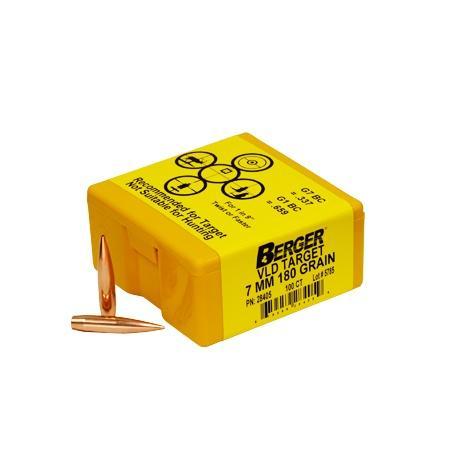 Berger 7mm .284" 180 Grain VLD Target Match Grade Bullets 100/box