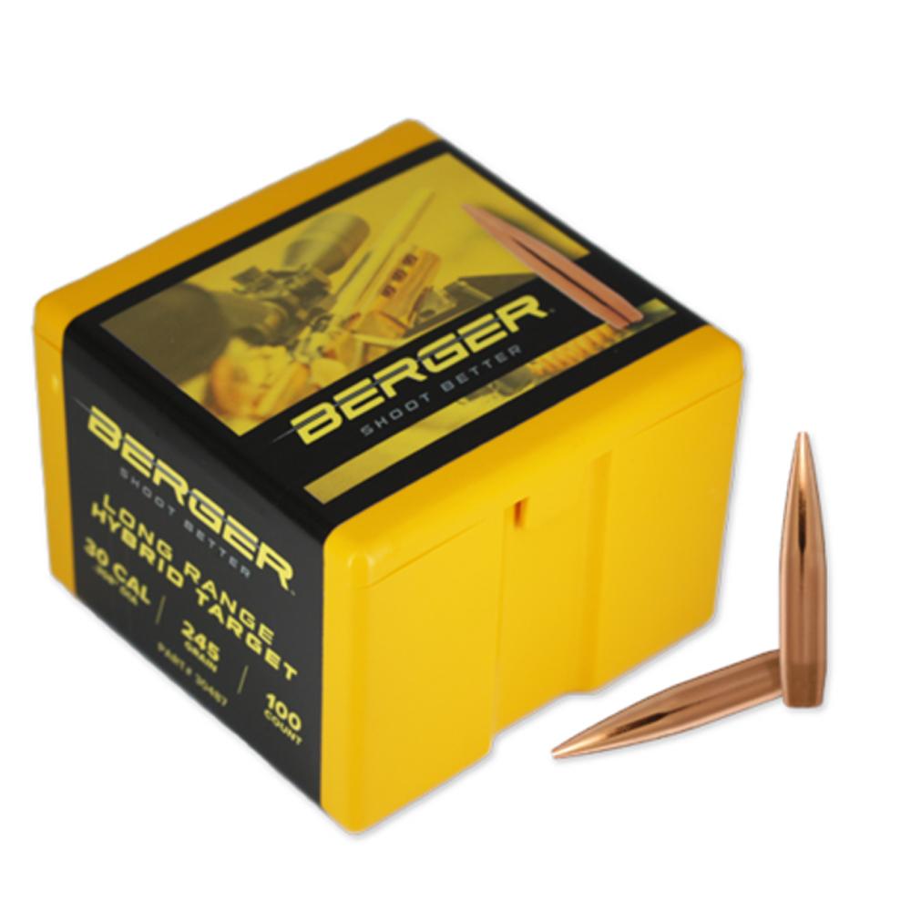 Berger .30 Caliber 245 Grain LR Hybrid Target Reloading Bullets 100/ct