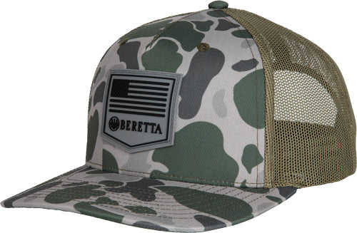 Beretta PM R112 Trucker Cap with Rubber Patch Green Duck Camo