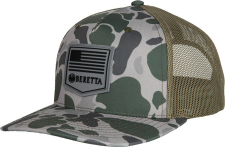 Beretta PM R112 Trucker Cap with Rubber Patch Green Duck Camo