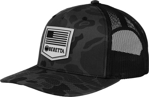 Beretta PM Trucker Cap with Rubber Patch Black Duck Camo Pattern