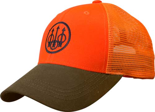 Beretta Upland Trucker Cap with Blaze Mesh Back Orange and Tobacco