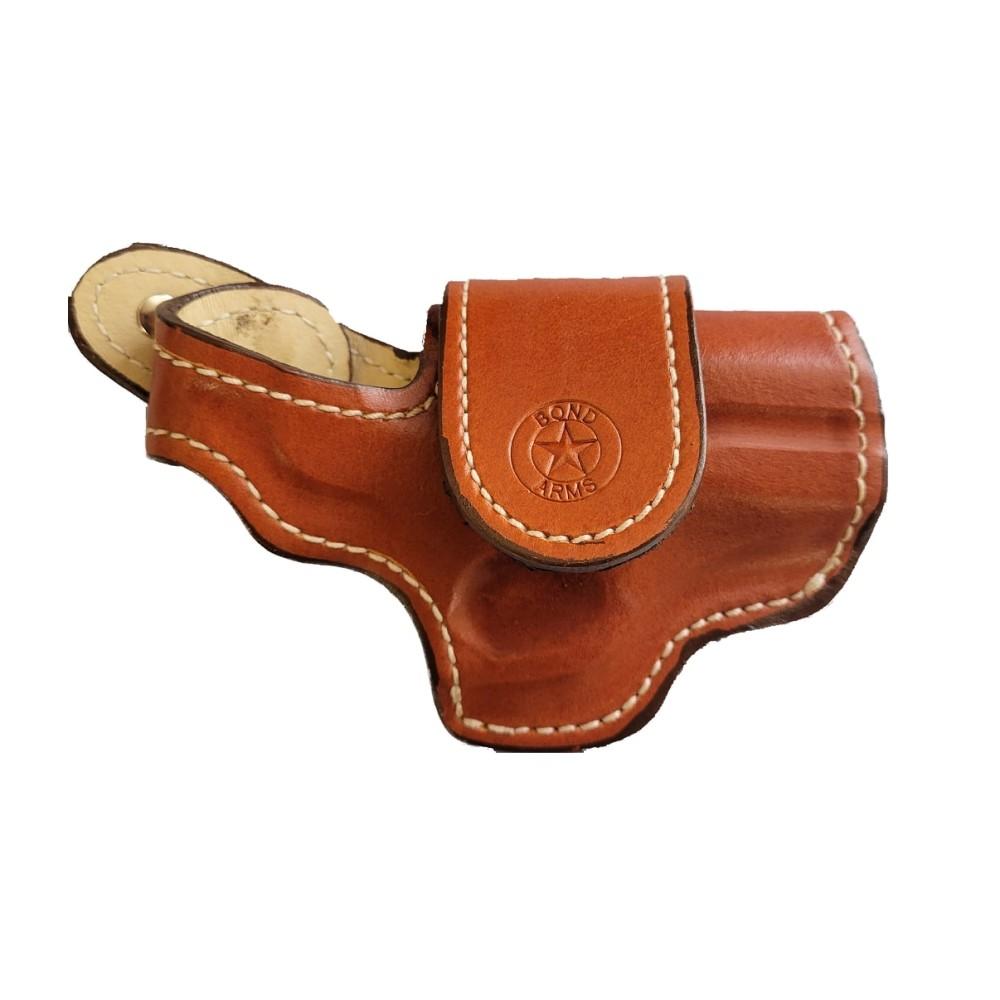 Bond Arms RH Leather Driving Holster 3.5" Barrel Tan White Stitching Cross Draw