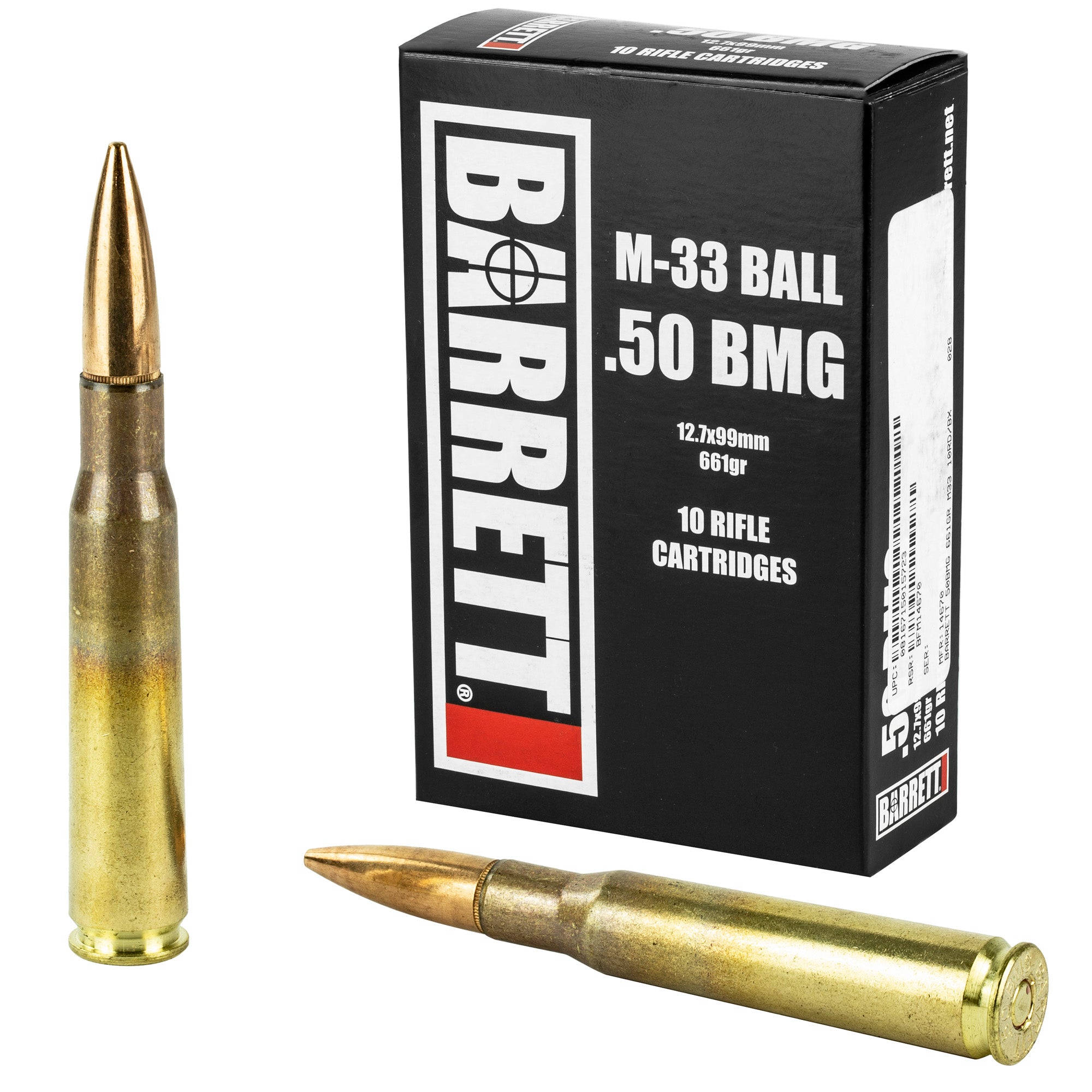 Barrett Firearms .50 BMG M33 Ball 661 grain Full Metal Jacket ammunition
