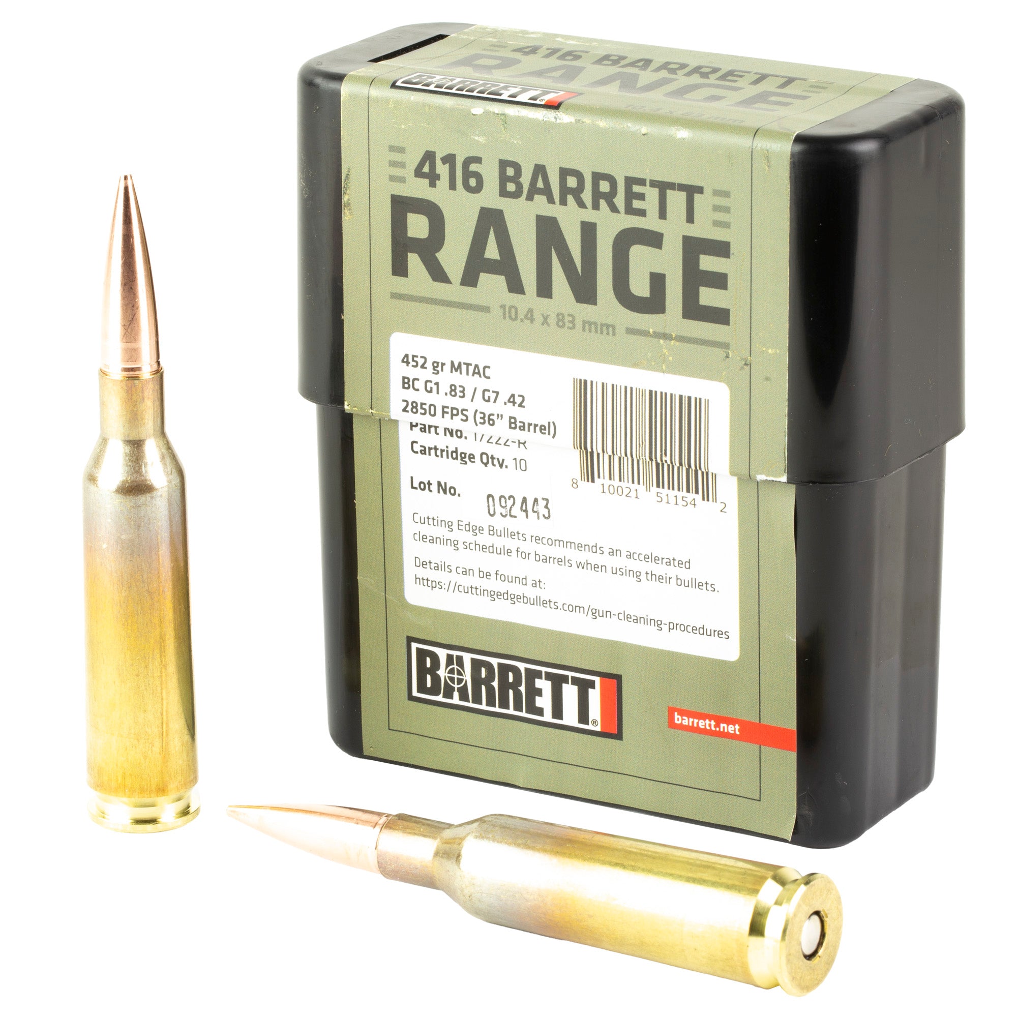 Barrett Firearms .416 Barrett Range 450 grain MTAC ammunition