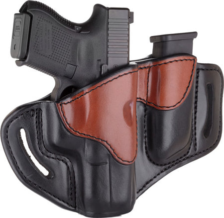 1791 BH2.1 Right Hand OWB Holster with Mag Pouch Brown/Black Steerhide Multi-Fit Glock 17