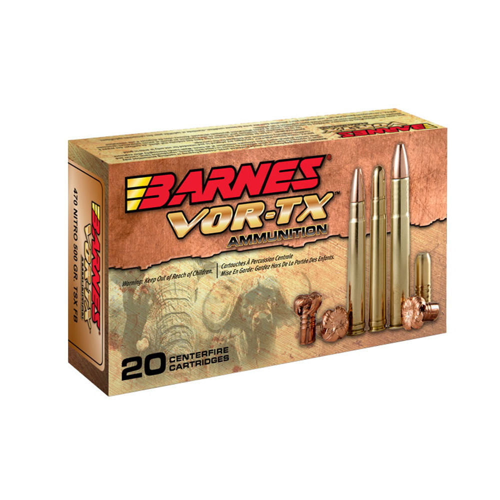 Barnes .458 Lott VOR-TX Safari 500 grain Banded Solid Round Nose ammunition