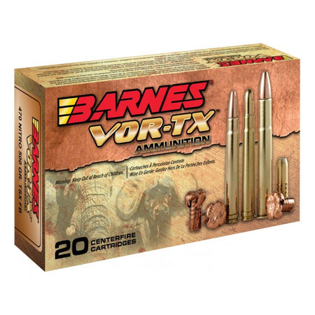 Barnes .470 Nitro Express VOR-TX Safari 500 grain Banded Solid Flat Nose ammunition