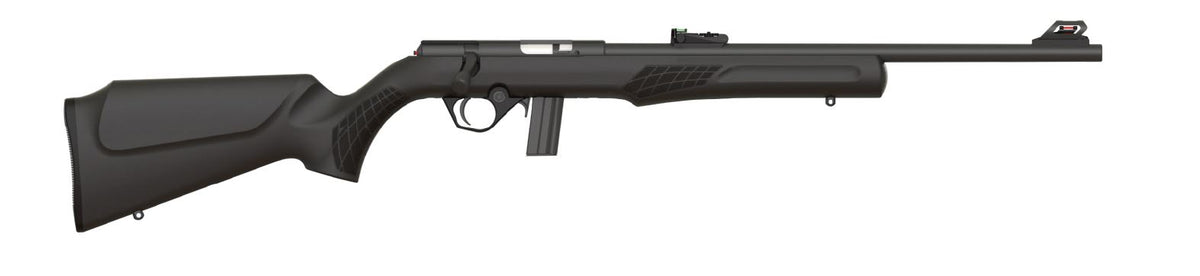 Rossi RB22L1811 RB22 Full Size 22 LR 10+1, 18" Matte Black Button Rifled Free Floating Steel Barrel, Matte Black Stainless Steel Receiver, Black Monte Carlo Stock, Right Hand