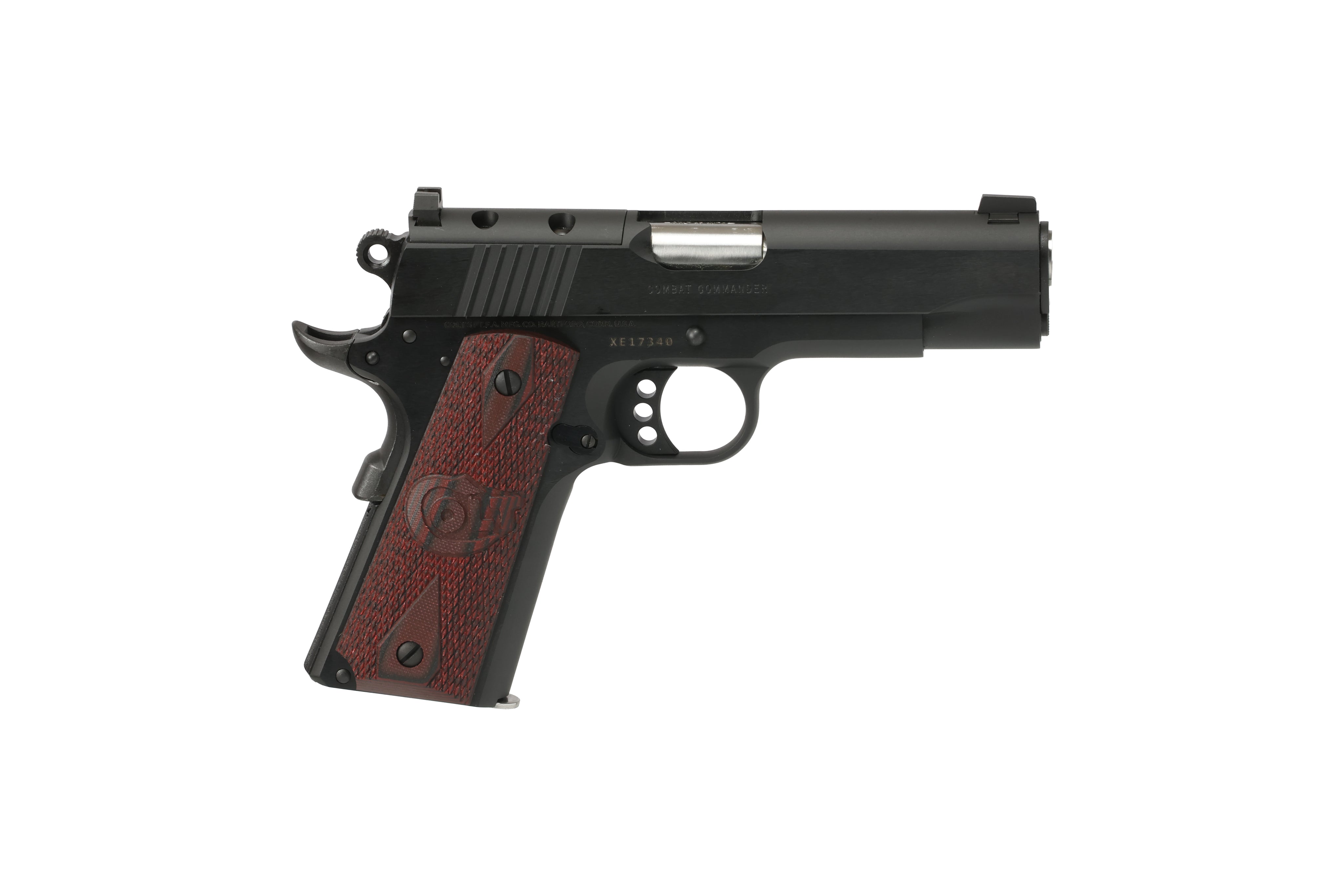 Colt Mfg O4943XEOR Commander Combat 38 Super 9+1 4.25" Stainless National Match Barrel, Blued Steel Optic Ready/Serrated Slide, Blued Aluminum Frame w/Beavertail, Black Cherry G10 Grips, Ambidextrous