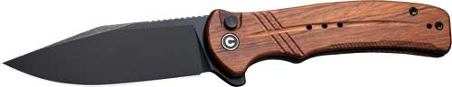 CIVIVI Cogent Pocket Knife 3.47" Wood Handle Stonewash Button Lock Blade