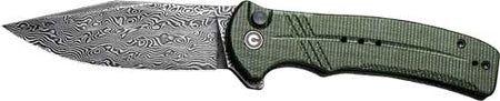 CIVIVI Cogent Pocket Knife 3.47" Damascus Blade Green Micarta Button Lock