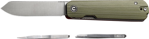 CIVIVI Sendy 2.83" Green Milled G10 Handle Red G10 Folder Clam Pack