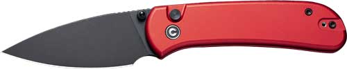CIVIVI Qubit 2.98" Black Stonewash Blade Red Handle Button Lock Folder