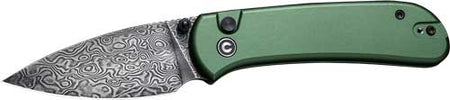 CIVIVI Qubit 2.98" Damascus Blade Green Handle Button Lock Folder