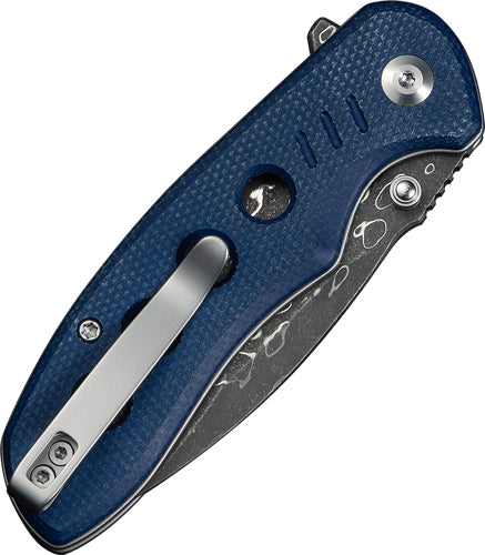 CIVIVI Triptych 2.97in Blue Canvas Micarta Damascus Blade Folder
