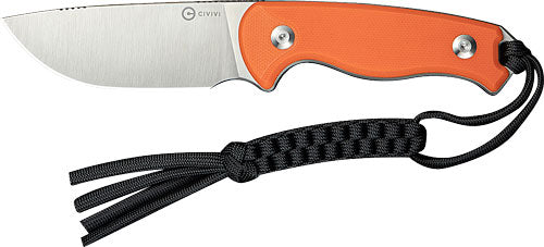 CIVIVI Timberbark 3.2in Orange G10 Fixed Blade Knife Satin Stonewash