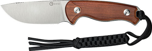 CIVIVI Timberbark 3.2in Guibourtia Wood Handle Fixed Blade Satin