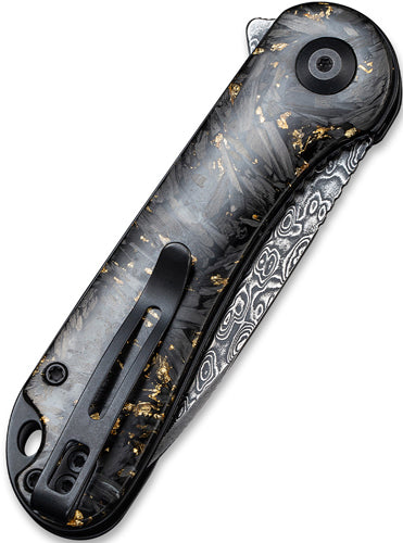 CIVIVI Elementum Folder 2.96" Golden Damascus Blade Shredded Carbon Fiber