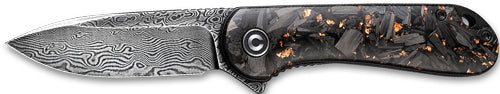 CIVIVI Elementum Folder 2.96" Copper Damascus Blade Shredded Carbon Fiber