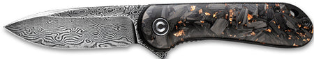 CIVIVI Elementum Folder 2.96" Copper Damascus Blade Shredded Carbon Fiber