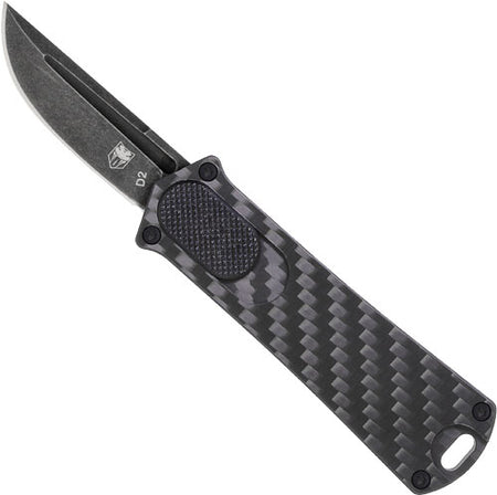 CobraTec California 952 Out-the-Front Black Carbon Fiber D2 Drop Point Blade