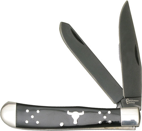 ABKT Cattlemans Cutlery Black Angus 2-Blade Folder Trapper Pocket Knife