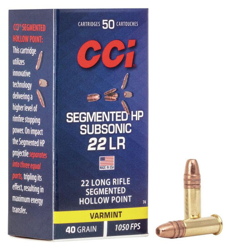 CCI .22 Long Rifle Segmented HP Subsonic 40 grain Hollow Point Subsonic ammunition