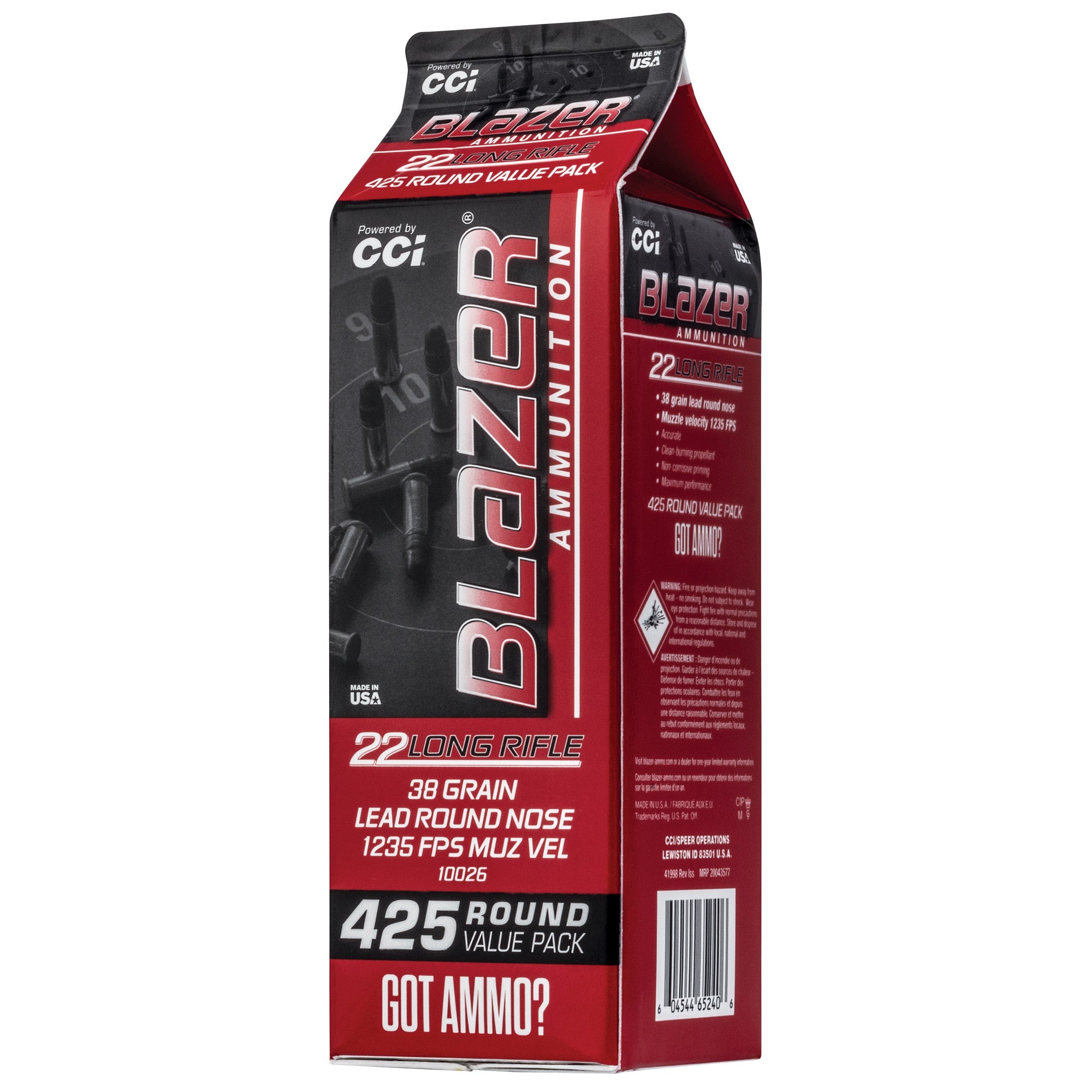 CCI .22 Long Rifle Blazer 38 grain Lead Round Nose ammunition