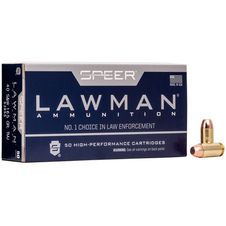 Speer Lawman Total Metal Jacket Flat Nose 165 Grain .40 S&W 1150 fps 076683539557