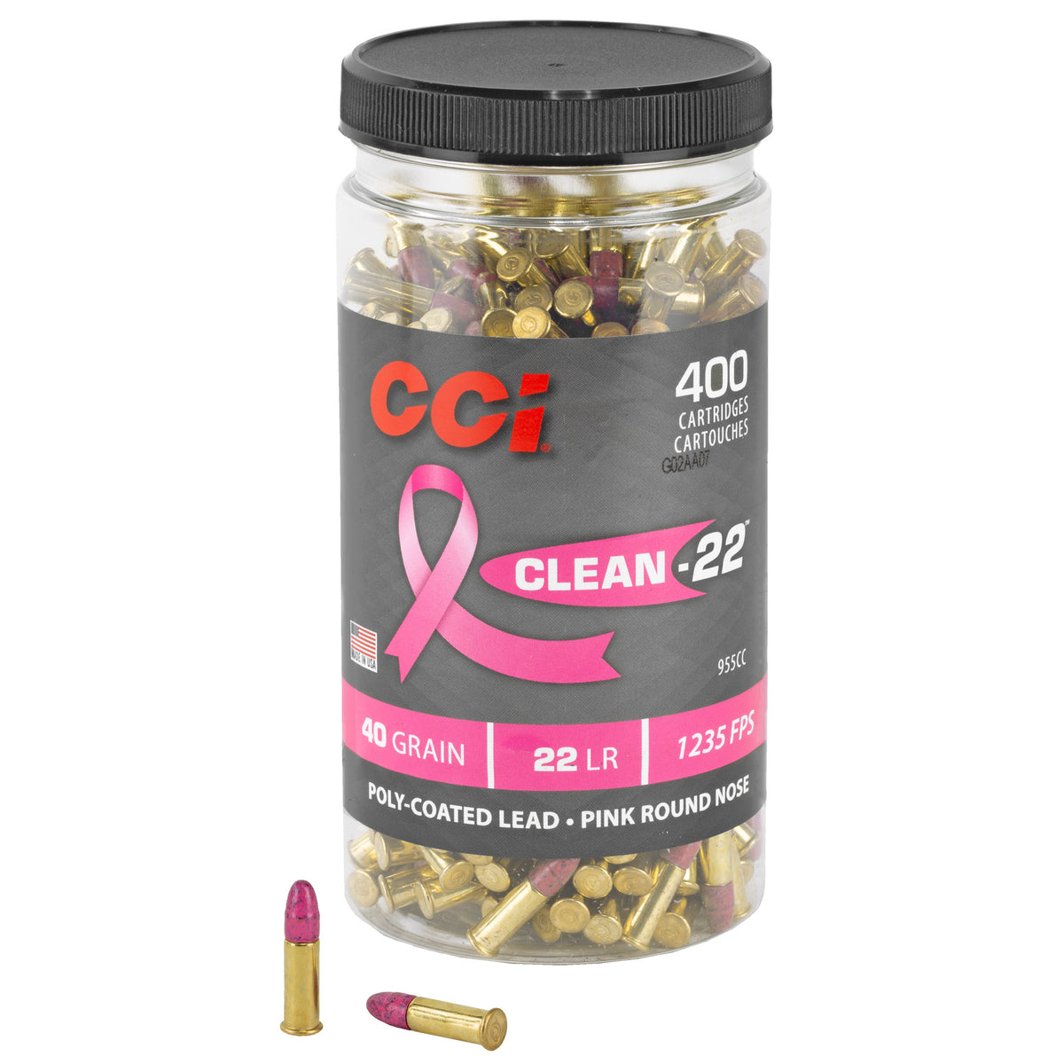 CCI Clean-22 Pink Lead Round Nose 40 Grain .22 Long Rifle 1235 fps 604544652314