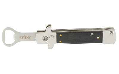 Caliber Gourmet Novelty Switchblade Bottle Opener, Black and Silver CBG-BF-1024