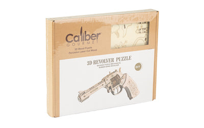 Caliber Gourmet Wood Revolver Rubber Band Gun Puzzle 208 Pc Brown CBG-PZ-04R