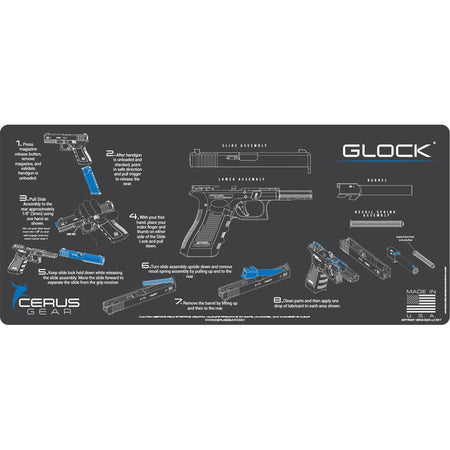 Cerus Gear Glock Instructional Promat 12x27 Gray - Lubrication Points Cleaning Mat