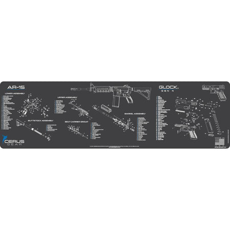 Cerus Gear Magnum XXL AR-15 Glock Combo Schematic Cleaning Mat 14x48 Grey