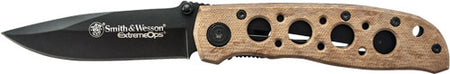 S&W Extreme Ops Folding Knife 3.2" Black Blade Desert Camo Aluminum Handle with Pocket Clip