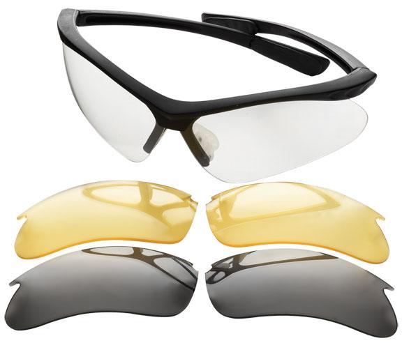 Champion Shooting Glasses Black Open Frame with Clear Smoke and Yellow Lenses